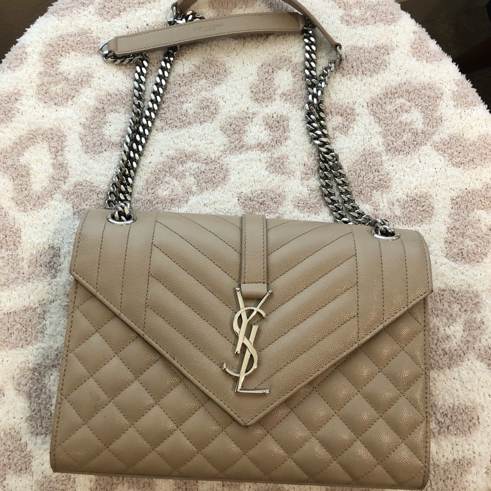 Saint Laurent YSL medium envelope calfskin Cassandra shoulder bag